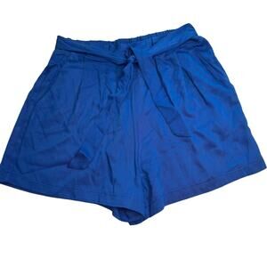 June & Hudson Royal Blue Paperbag Top Shorts w/ Built-In Belt & Pockets, Size M!